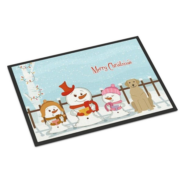 Carolines Treasures Merry Christmas Carolers Yellow Labrador Indoor or Outdoor Mat, 18 x 0.25 x 27 in. BB2386MAT - main